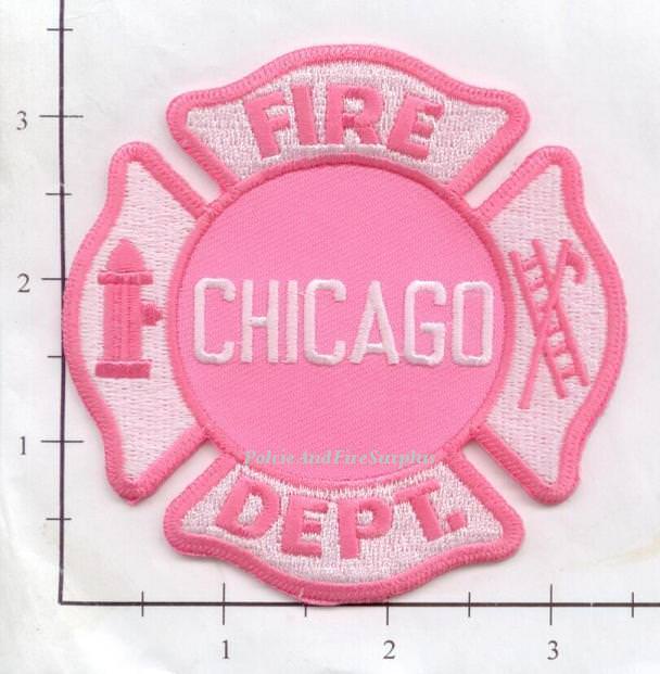 Illinois - Chicago IL Fire Dept Patch v5 - Pink - Breast Cancer