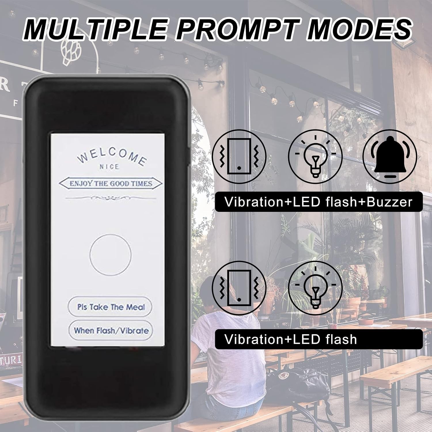 16-Unit Wireless Restaurant Pager System with Vibration and Flash Alert Modes