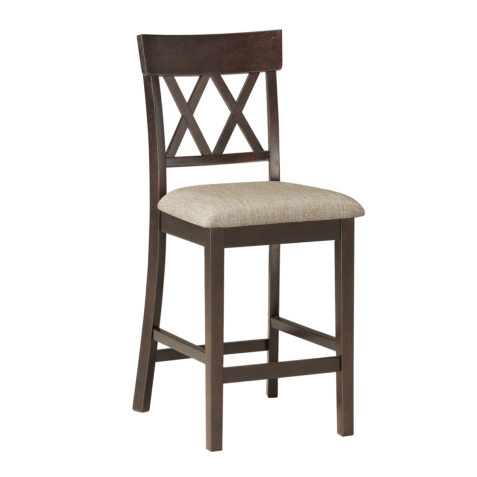 Dark Brown Finish Counter Height Table with Lazy Susan Lower Display Shelf and