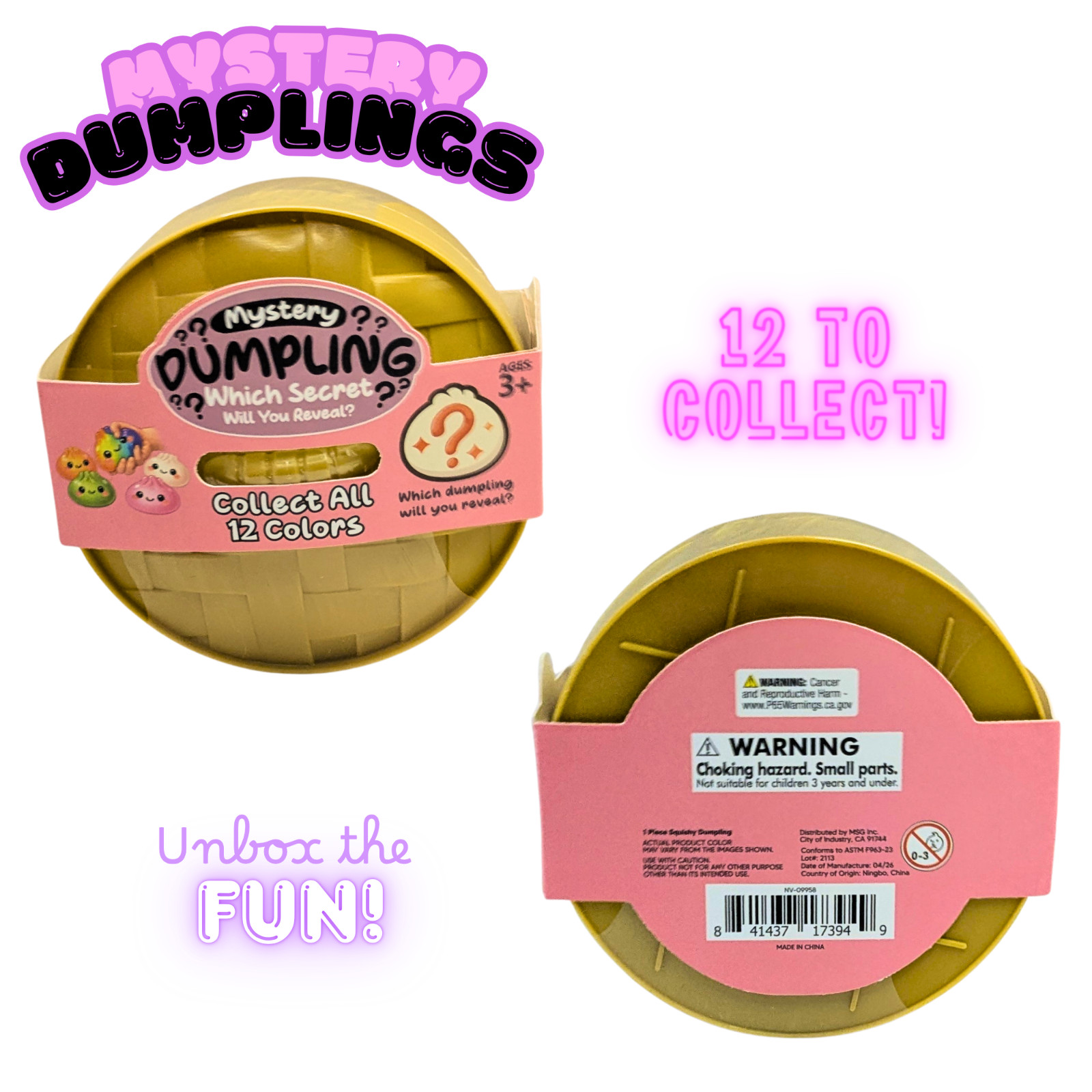 MSG Inc. - Mystery Dumpling Squishy Toy - Sealed Blind Pack - 1 Random Variant