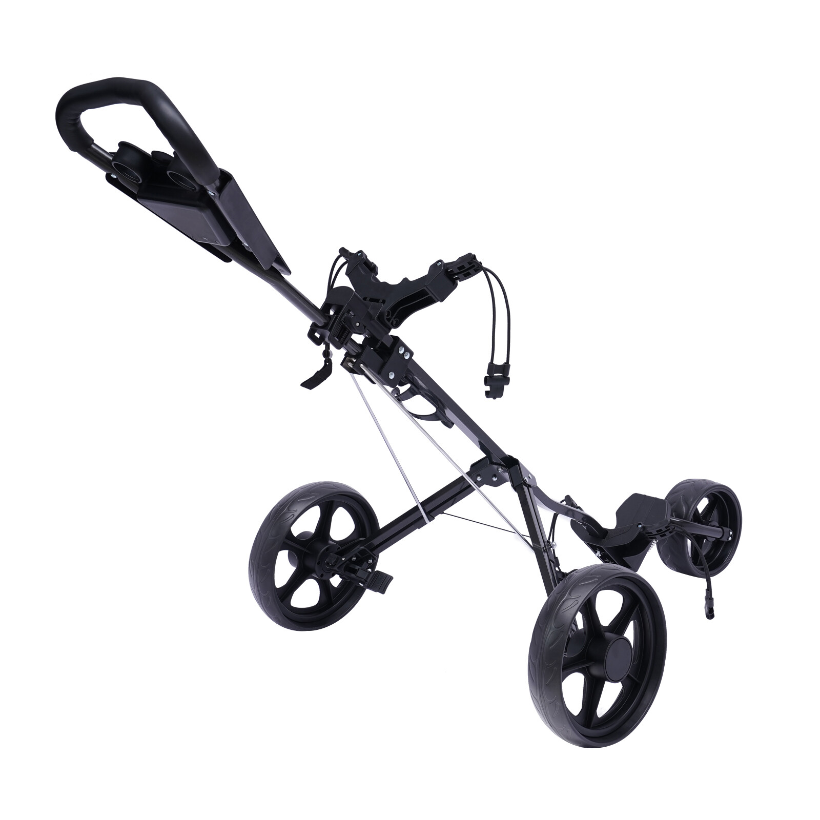 3 Wheel Golf Push Cart Folding Golf Walking Push Cart Roller Golf Bag Holder