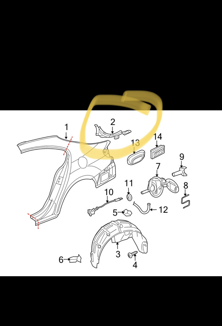 2009-2017 VW CC Rear Left LH Quarter Panel Gutter OEM
