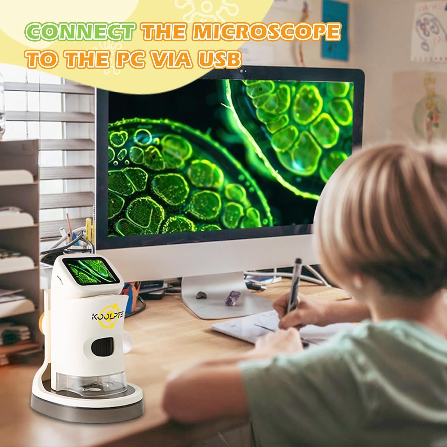 Microscope for Kids, 1000X HD Handheld Kids Microscope, 4K 2.1'' Screen Mini