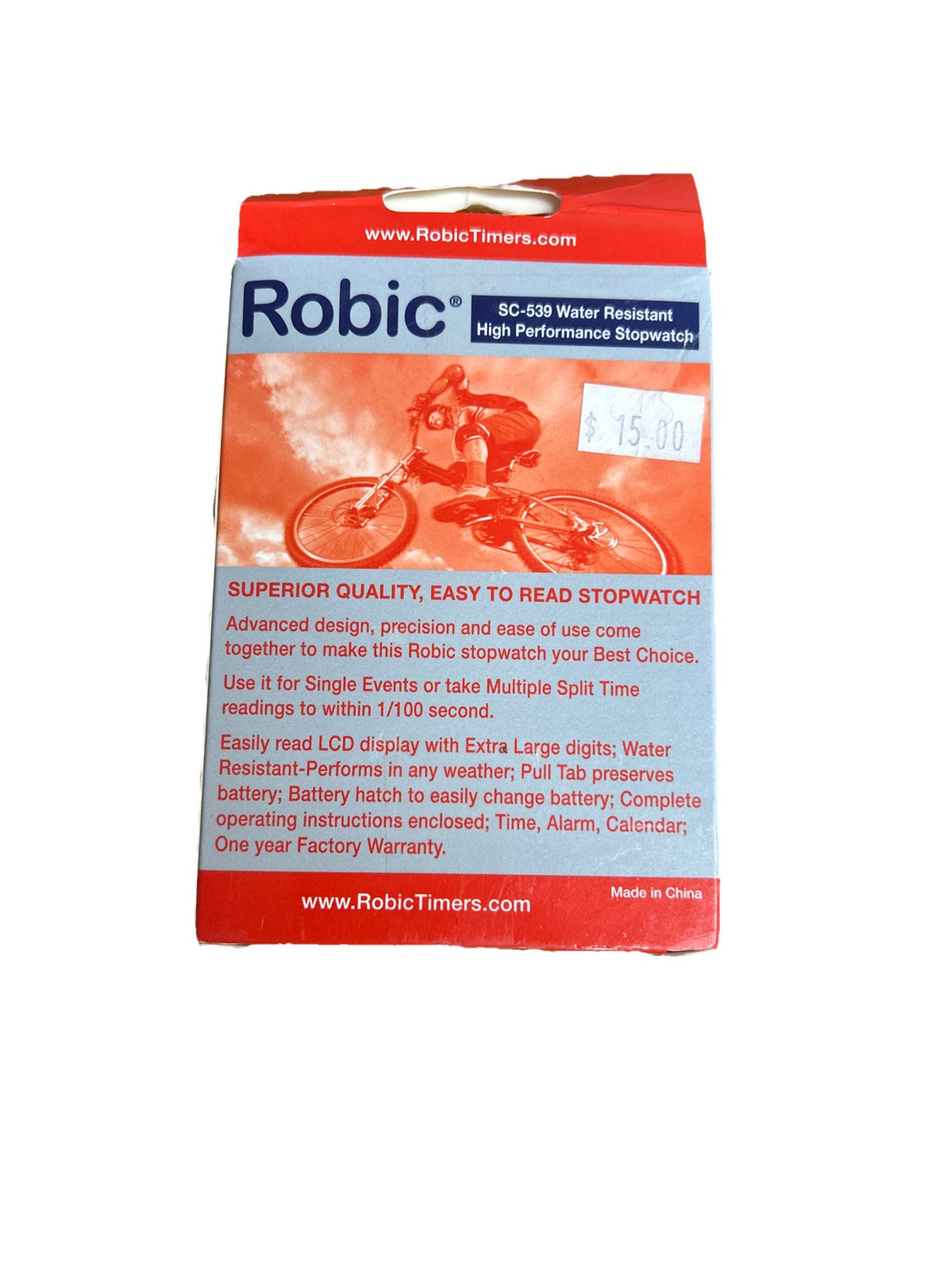 Robic SC-539 Water Resistant Event and Split Time 2 Memory Stopwatch, Black