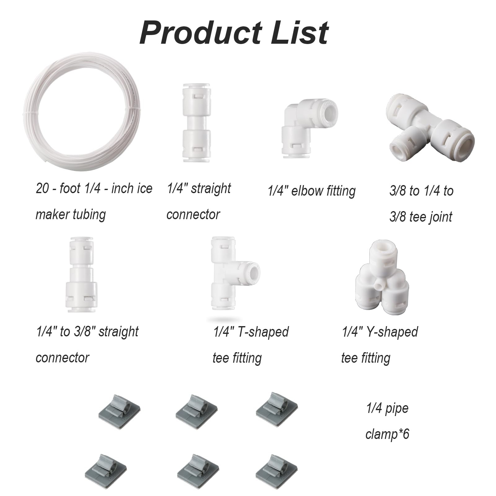 20 Ft 1/4 Inch Ice Maker Refrigerator Water Line Kit Complete Set