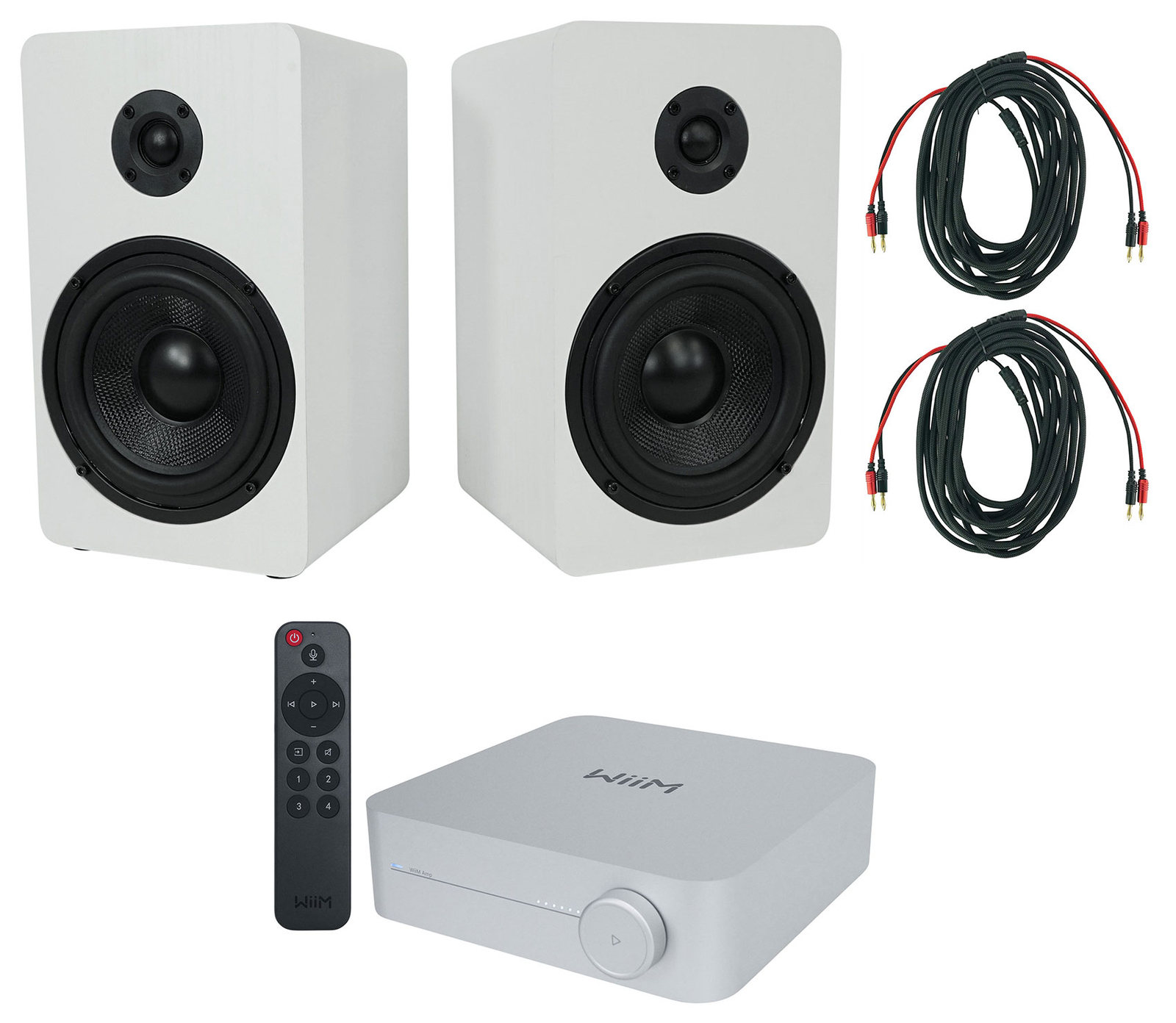 2 Rockville RockShelf 58W 360w 5.25" White Bookshelf Speakers+Bluetooth/Wifi Amp