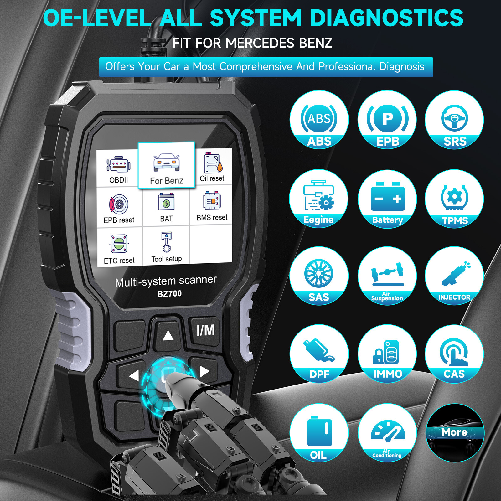 ANCEL OBD2 Scanner for Mercedes Benz All System Car Code Reader Diagnostic Tool
