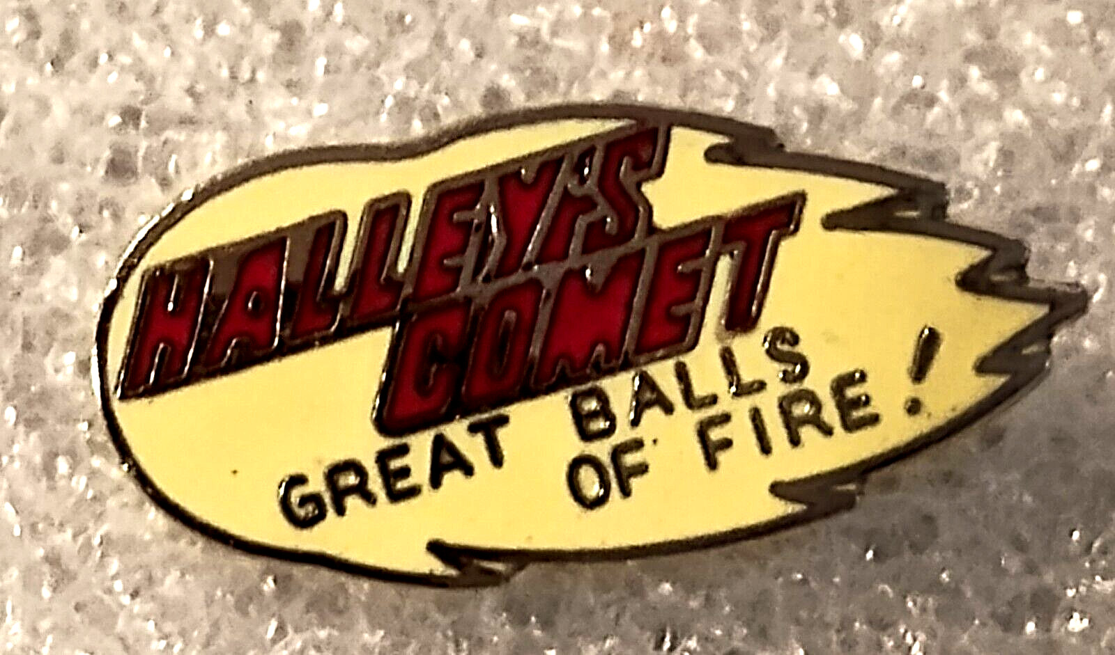 Vtg Halley's Comet Great Balls of Fire Space Pin Button NOS New 1980s
