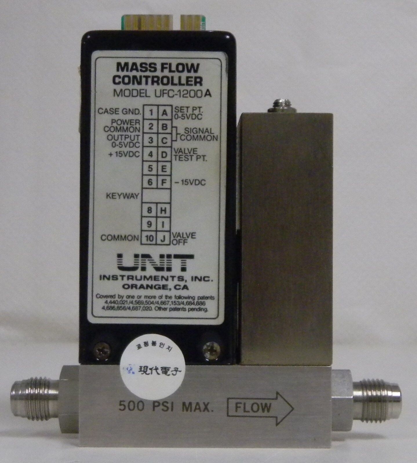 Unit UFC-1200A Mass Flow Controller, Gas- O2, Range- 10 SLPM, Used