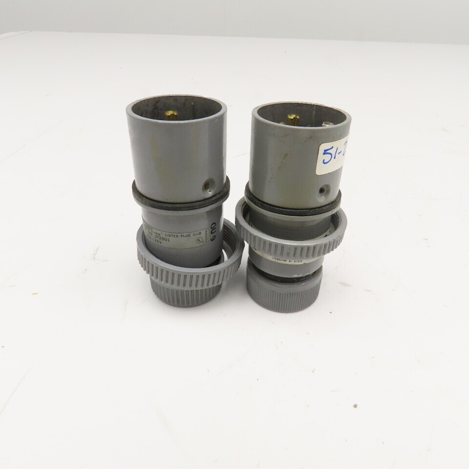Russellstoll 3720U-1 20A 125V 2 Pole 3 Wire Cable Plug NOS Lot Of 2