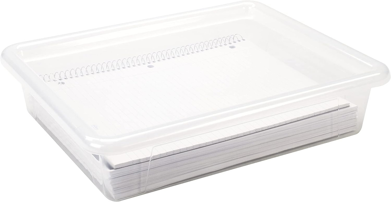 Letter Size Deep Storage Tray – Organizer Bin with Non-Snap Lid for Classroom, O