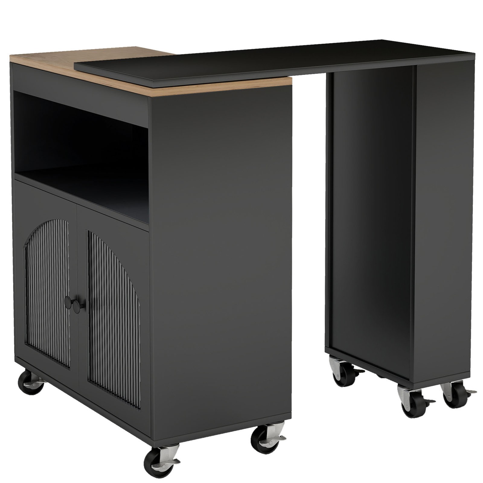 Rolling Kitchen Island Table With LED Light Power Outlets For Kitchen SSNI