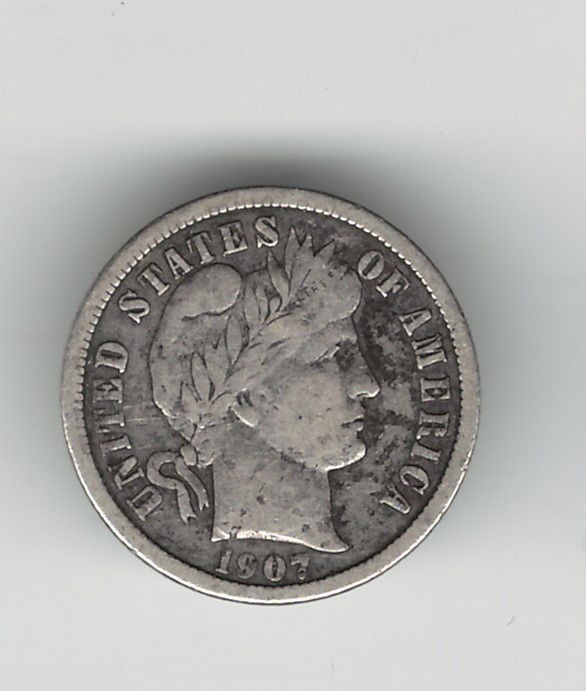 1907 BARBER DIME GREAT FOR A STARTER SET SHIPPING 1.29