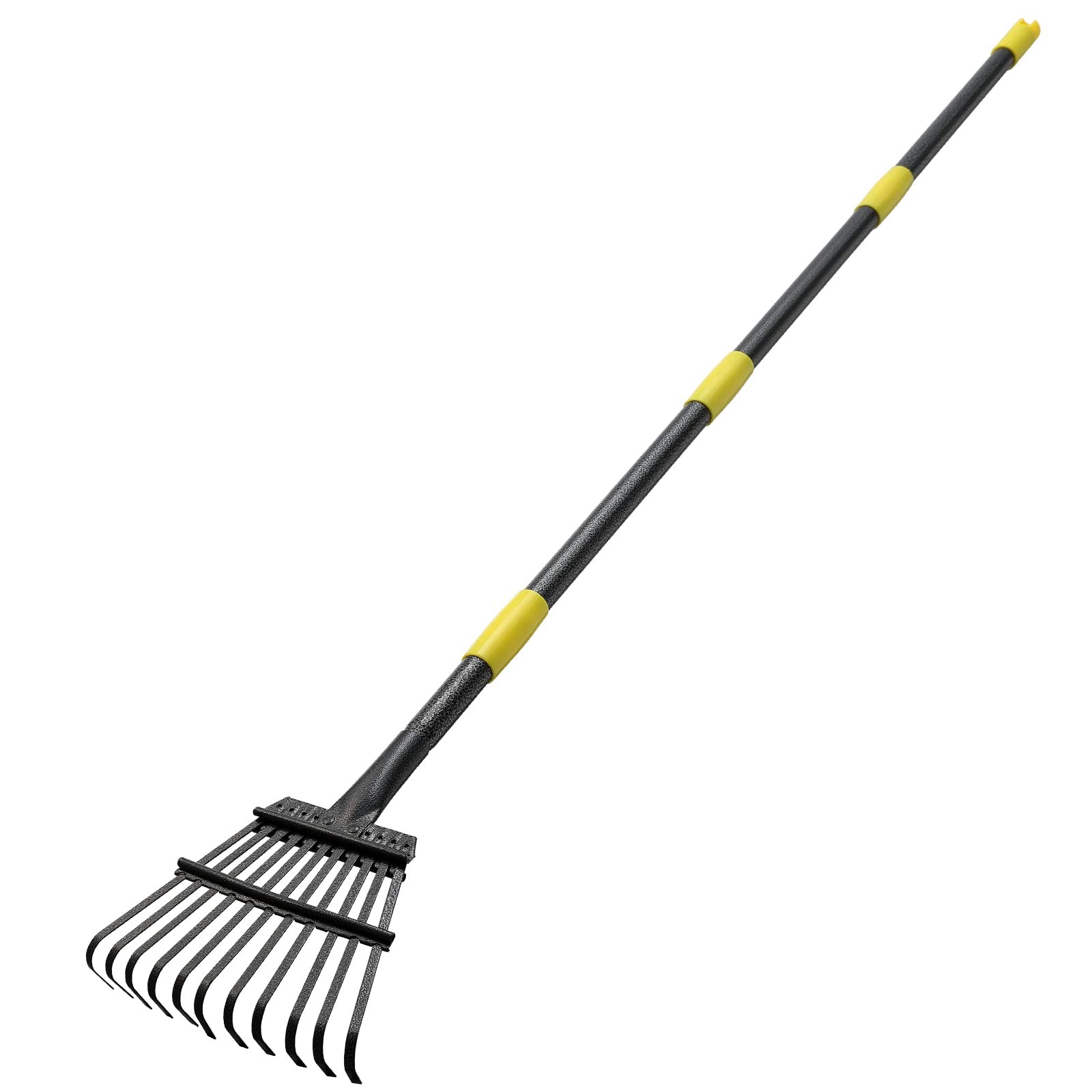 INFLATION Garden Rake for Leaves Sturdy Metal Small Yard Leaf Rakes Yellow