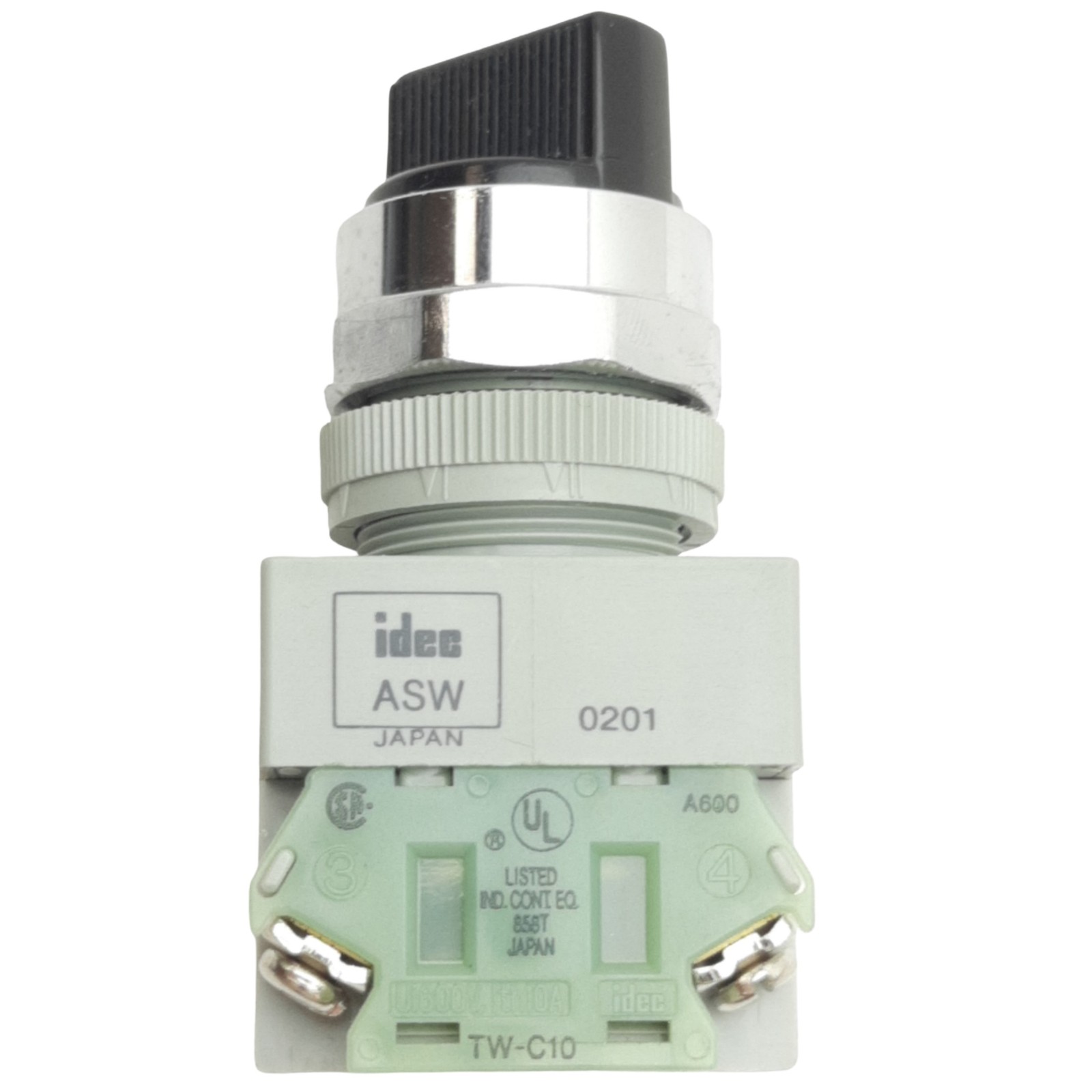IDEC ASW21L20-304 Black 2-Position Maintained Selector Switch ø22mm, 2NO