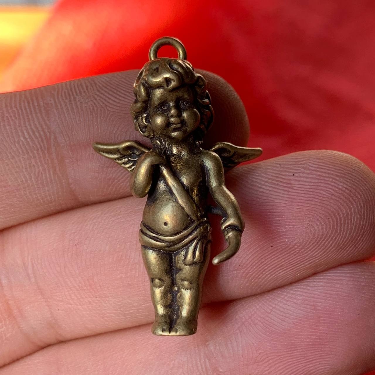 RARE RETRO COPPER GOD OF LOVE CUPID STATUE SMALL ORNAMENT - ANGEL FIGURINES