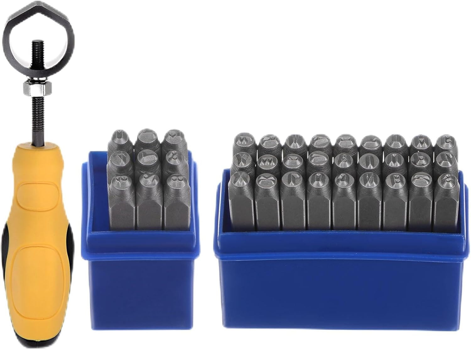 HARFINGTON 36Pcs Metal Stamping Kit 1/8" (3Mm) (A-Z, 0-8, "&" Symbol) Steel Lett