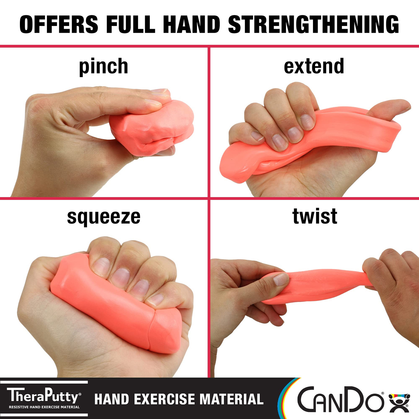 CanDo TheraPutty 2 oz Red Soft Resistive Hand Exercise Material for Therapy