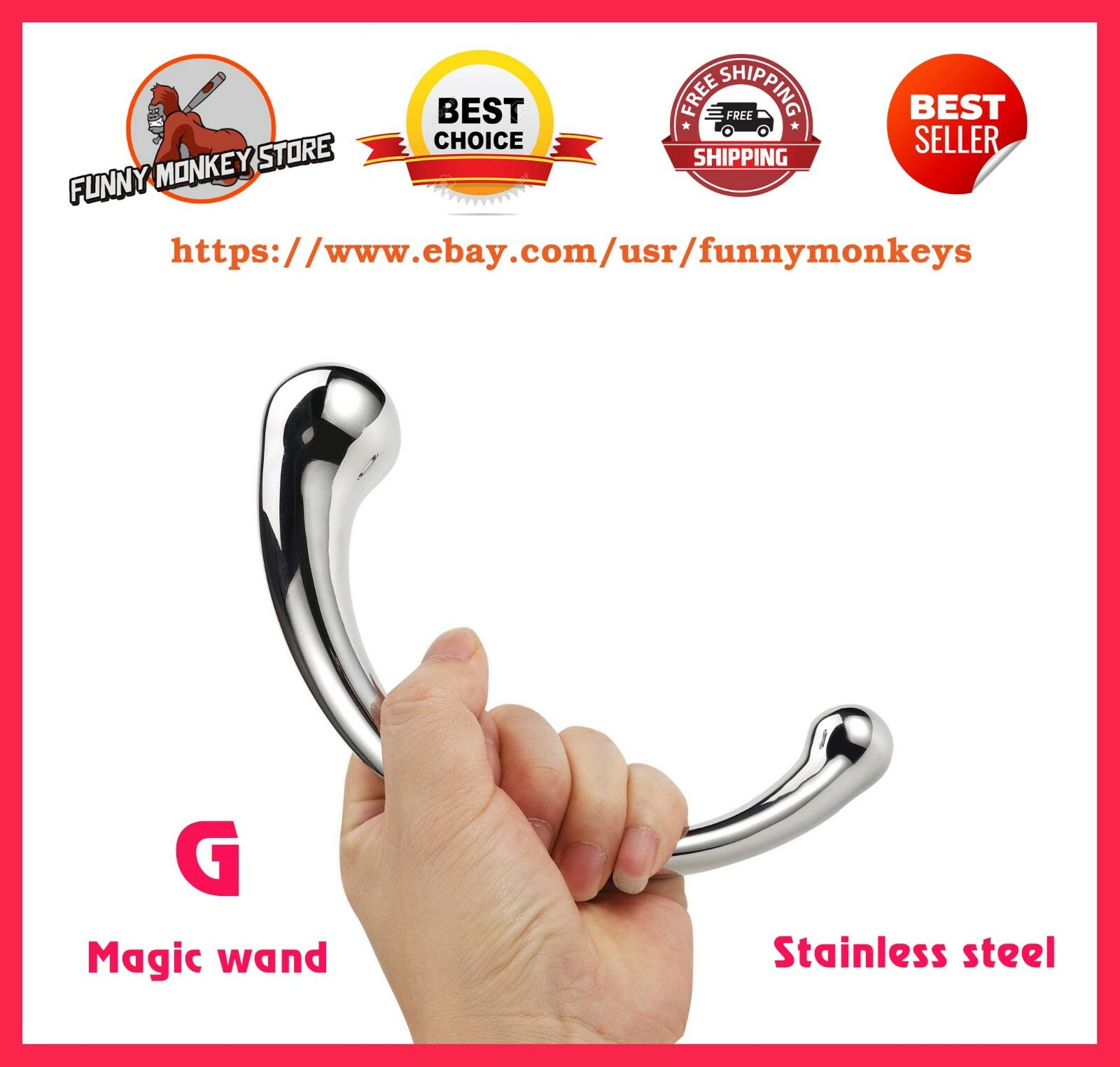 Pure Stainless Steel Handheld Full Body Massager Wand G-point Stimulate Massage