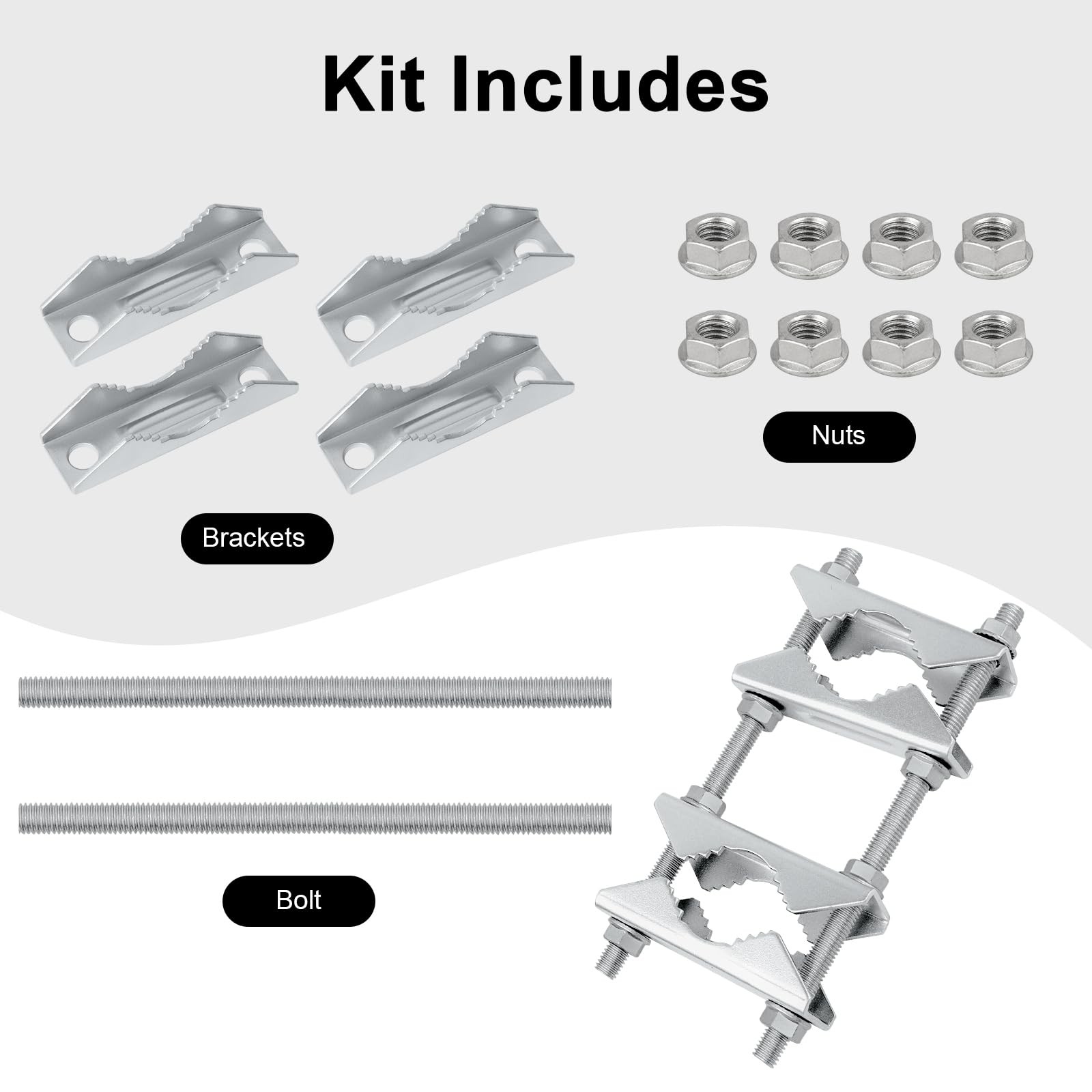 Double Antenna Mast Clamp 2 PCS Heavy Duty Galvanized Iron Pole Mount