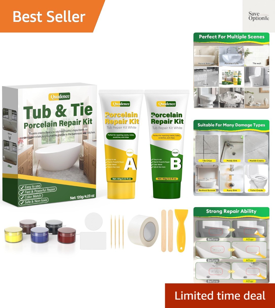 Porcelain Repair Kit, Porcelain Sink Repair Kit White, Waterproof Fiberglass ...