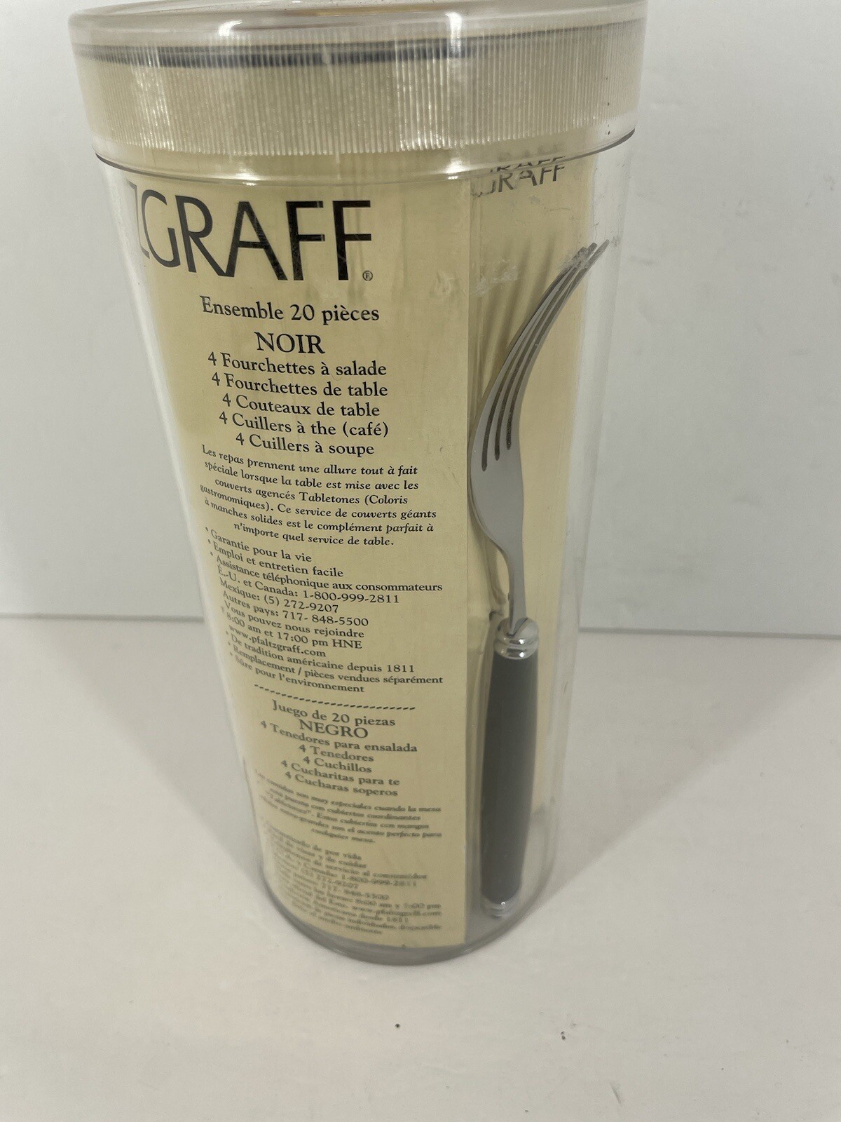 VTG 1998 Pfaltzgraff Maxum Stainless Flatware 20pc Ser Complete Open Box Black