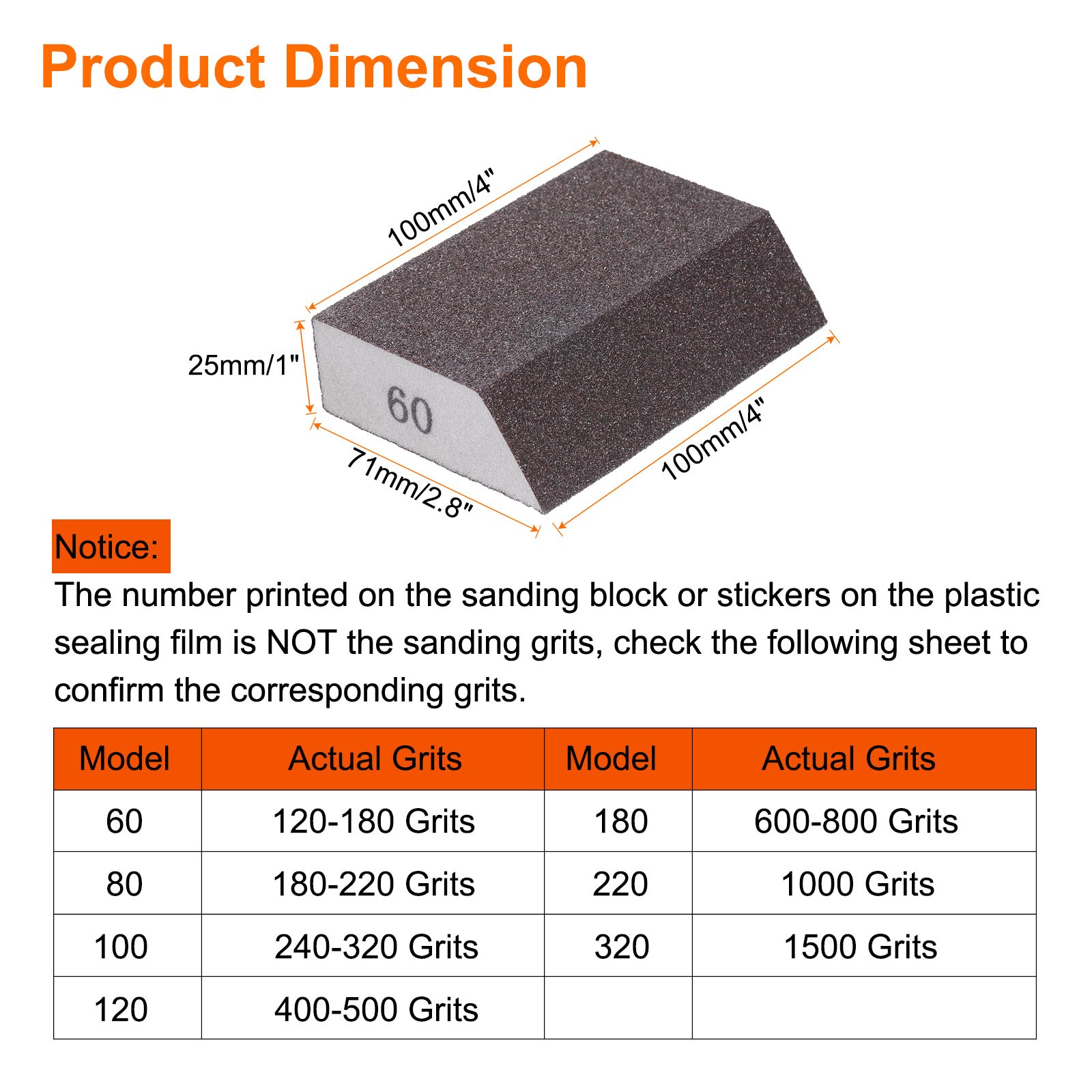 4pcs Sanding Sponge Blocks 60# (120-180 Grit) Sanding Block, 4"x2.8"x1"