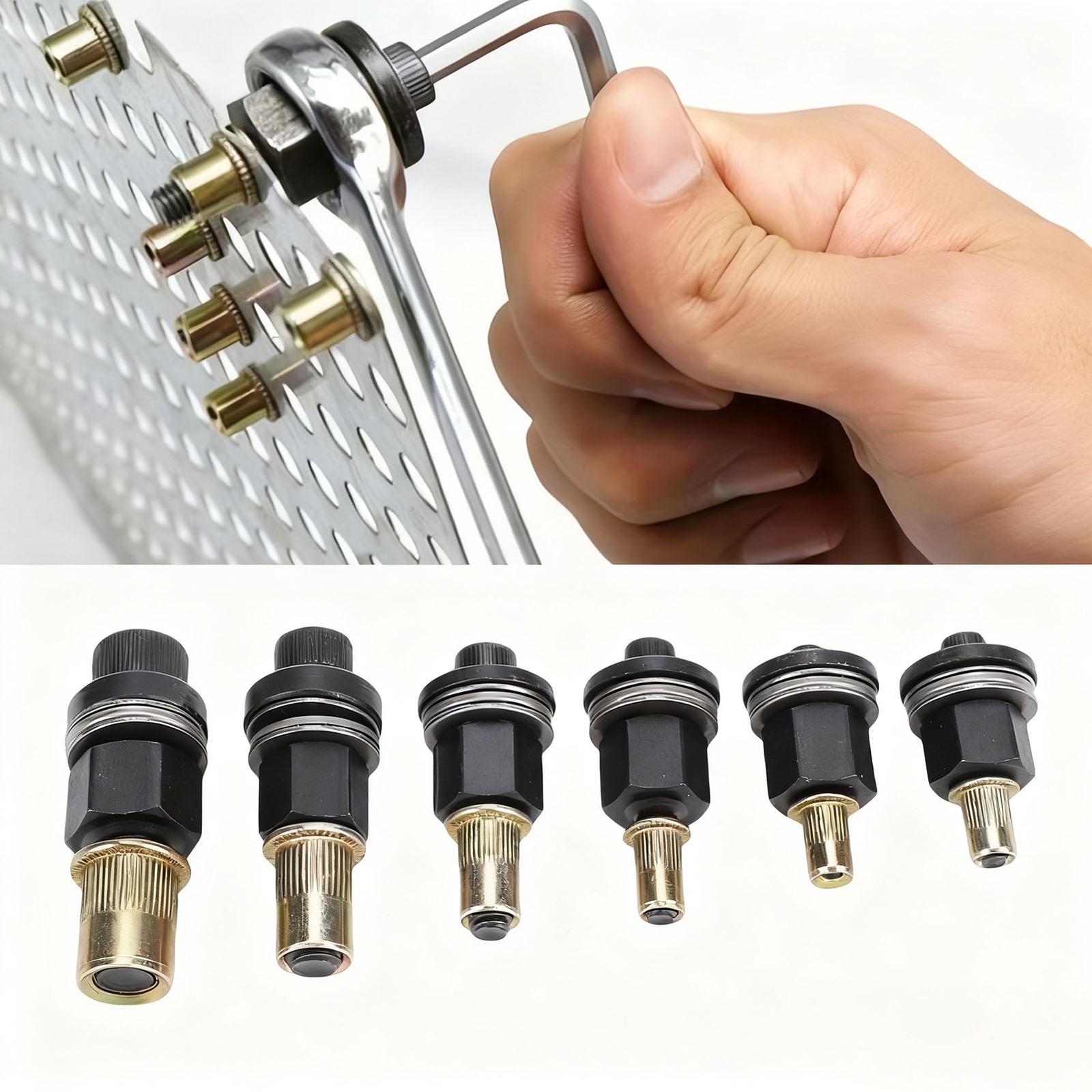 6Pcs Hand Rivet Nut Tool Mandrel Set Efficient For Riveting Application