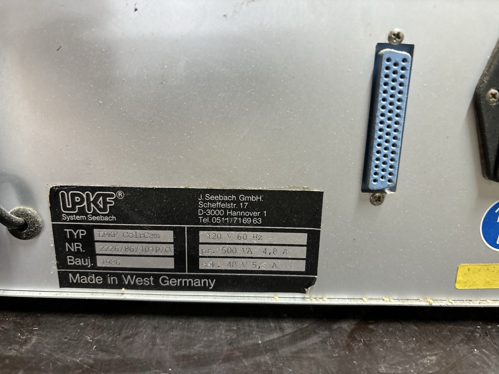 LPKF SYSTEM SEEBACH MACHINE CONTROL COLRCAM CONTROLLER 2226/86/101P/CC