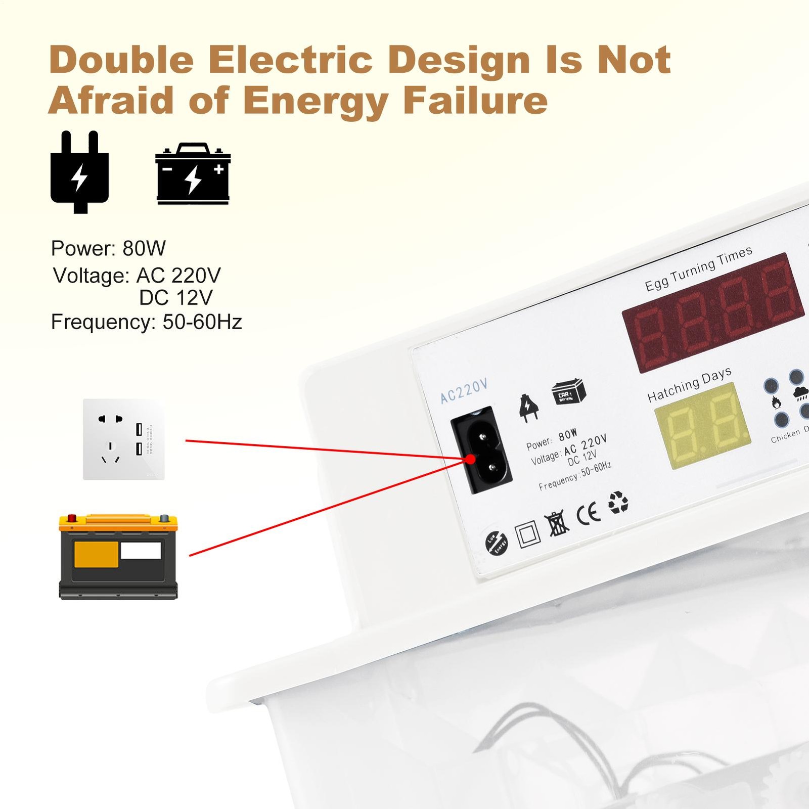 Automatic 120 Eggs Incubator Temperature Control Digital Chicken Egg Hatcher---