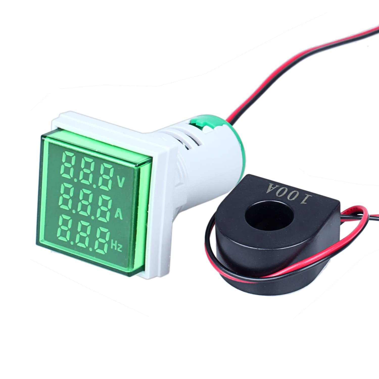 Amp Voltage Hertz Meters, Digital 3-in-1 22mm Square Multifunction Indicator ...