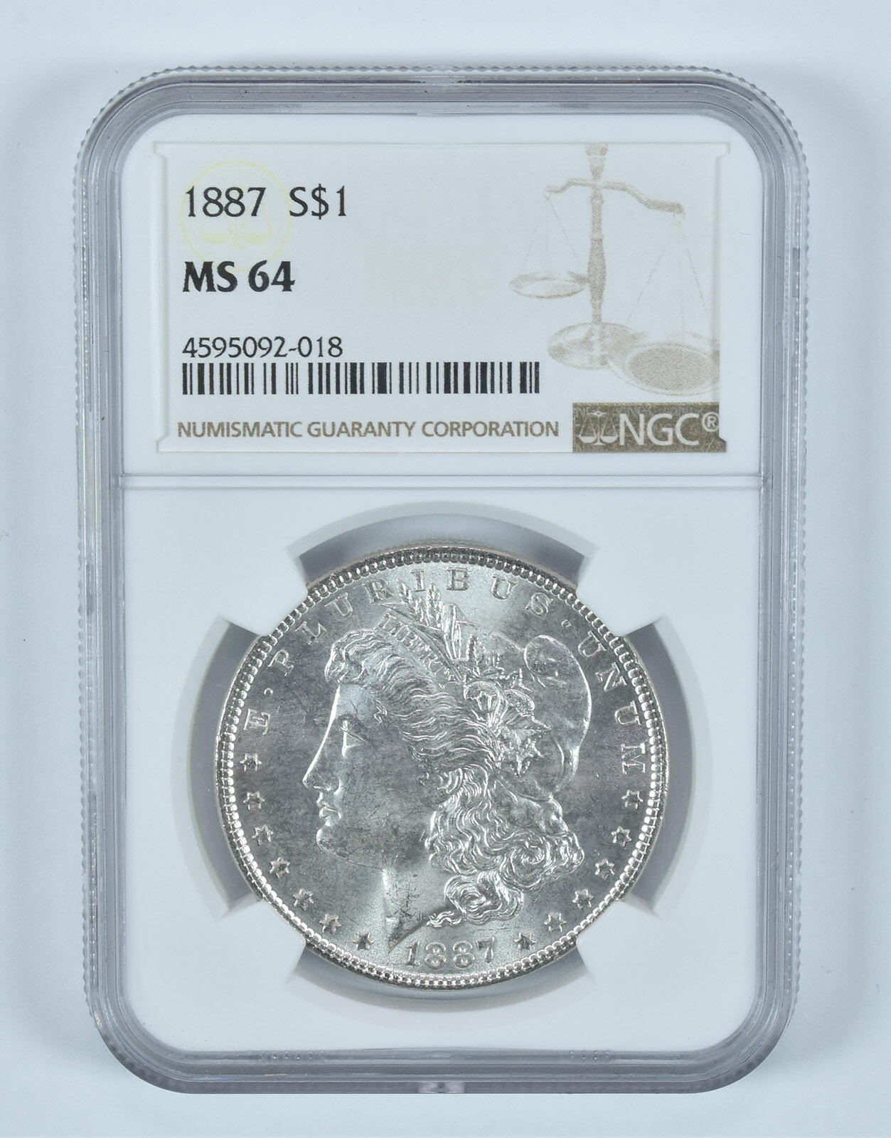 1887 Morgan Silver Dollar MS64 NGC Brown Label
