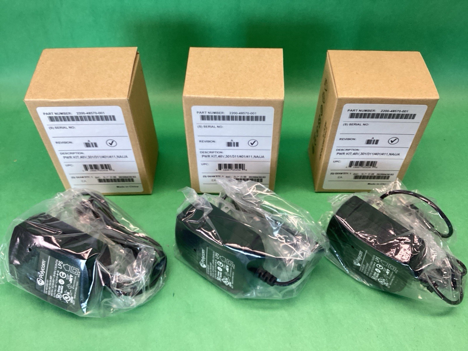 x3 NEW Polycom Phone PSA15A-480P Power Supply 48V - 1465-43853-001 - LOT OF 3