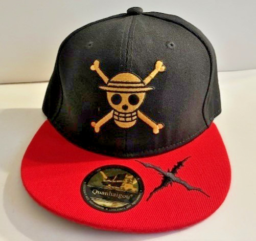 Quanhaigou Unisex Adult Adjustable Flat Red Brim Snap Back Black Baseball CAP
