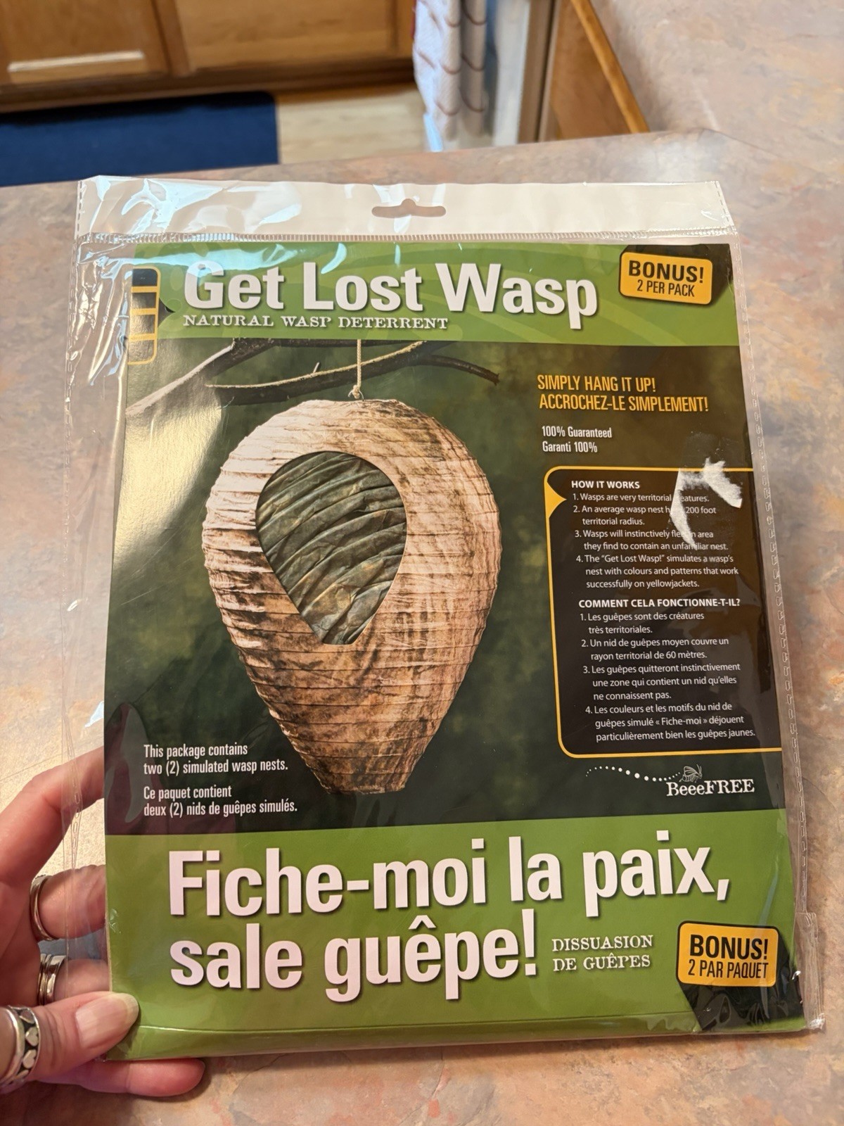 Wasp Deterrent Natural & Safe Non-Toxic Chemical Free NEW 2 Pack