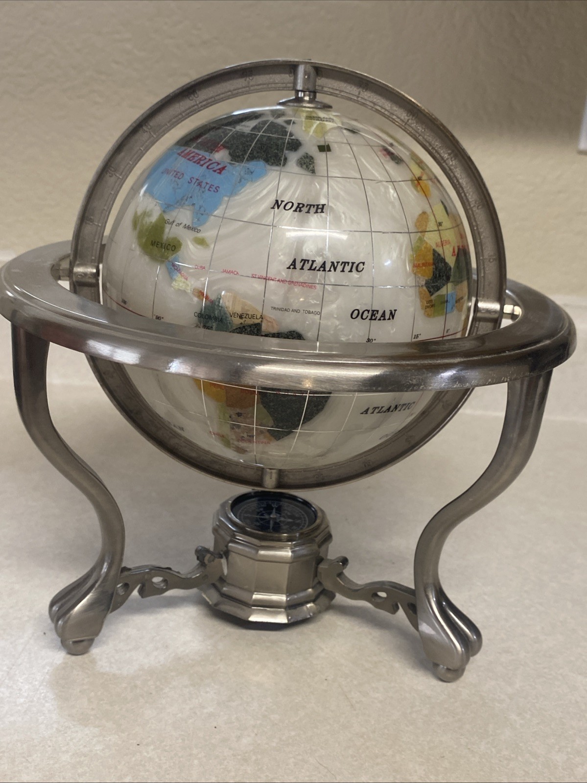 Unique Art  Pearl Swirl Ocean Gemstone World Globe