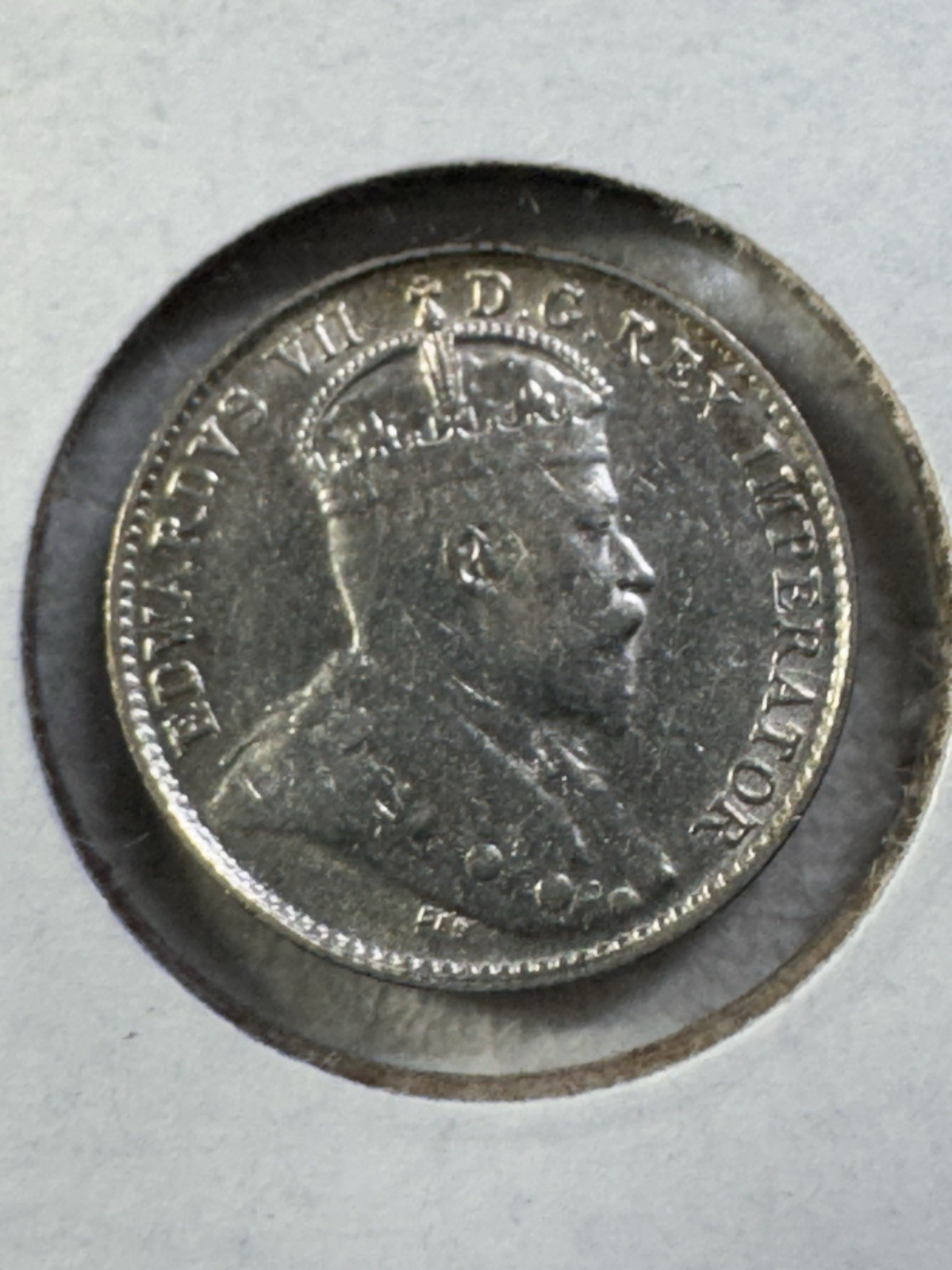 1907 Canada 5 Cents Small Silver Coin Cleaned