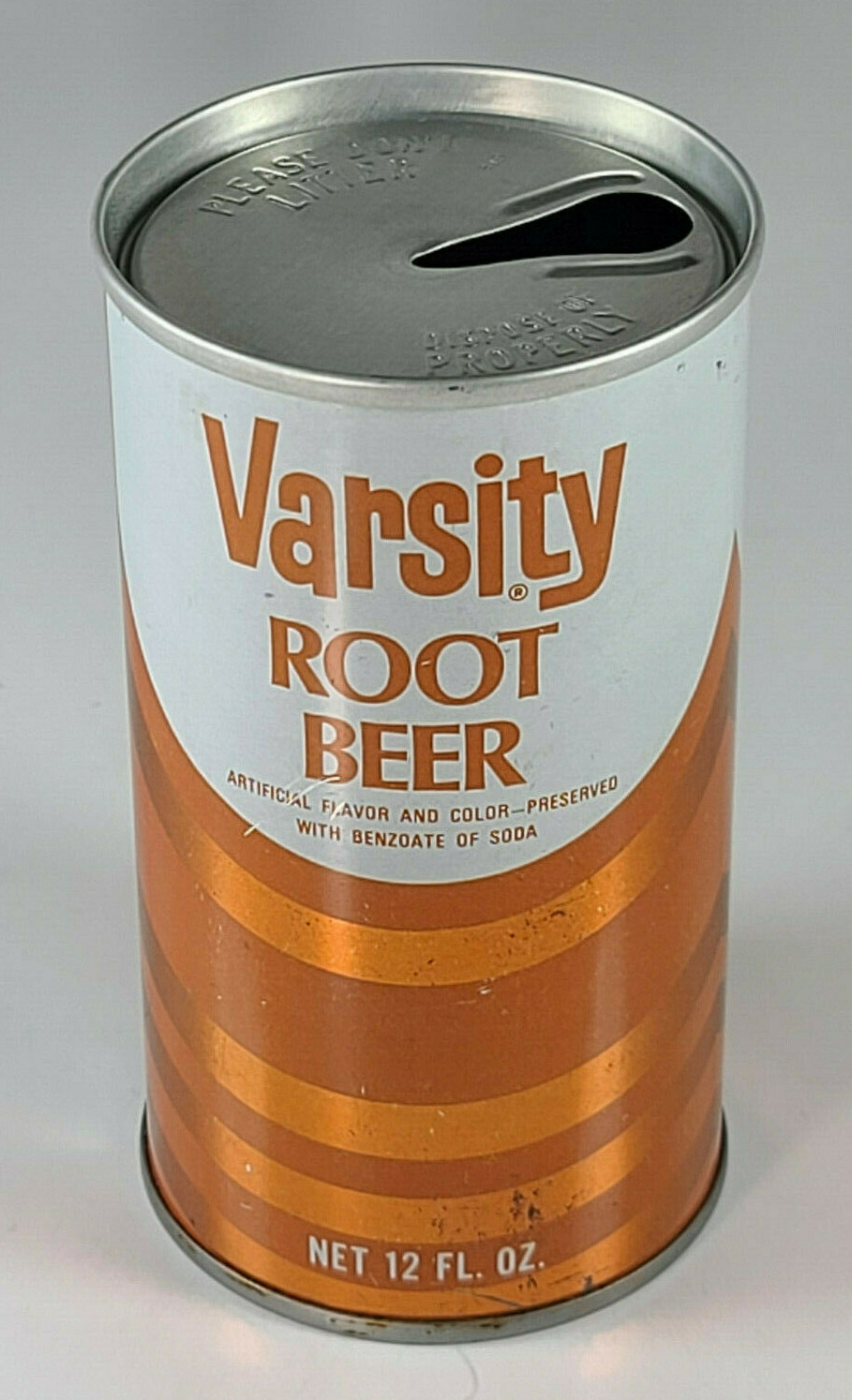 Vintage Varsity Root Beer Soda Pop Can Straight Steel Milwaukee WI