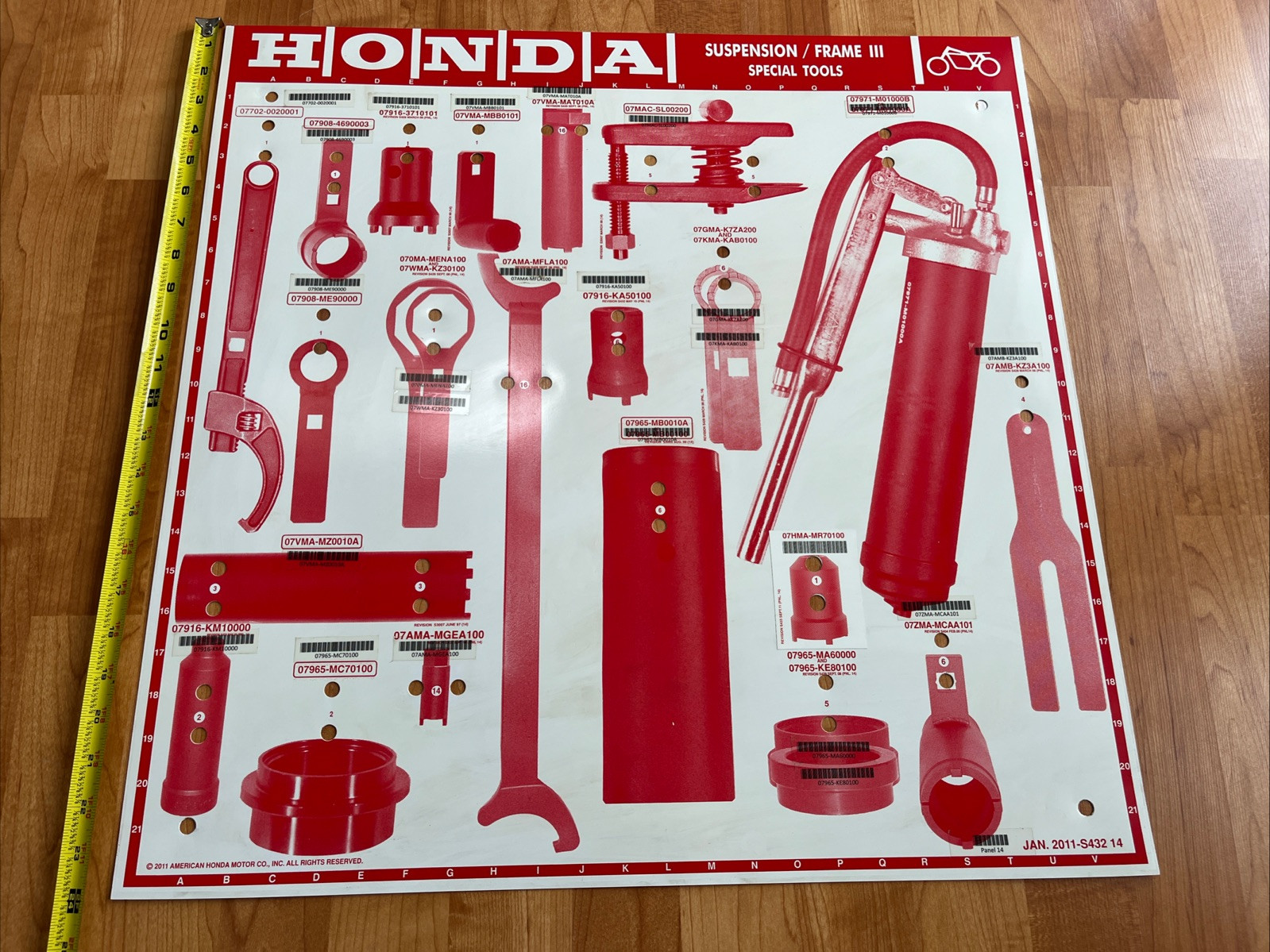 Honda Suspension Frame 3 Special Tools Display Sign For Peg Board