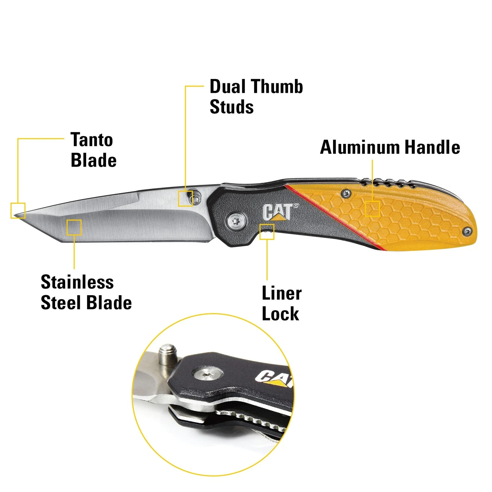 Cat 7 Inch Drop Point Folding Knife - 980047