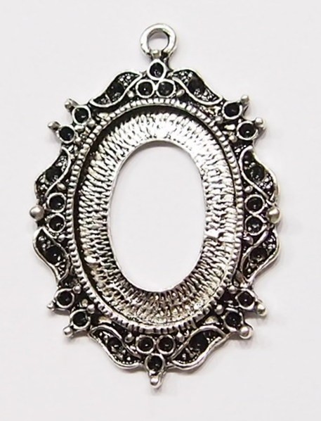 8 of 24x18mm Antique Silver Victorian Scroll Edges Pendant Settings 40x28mm