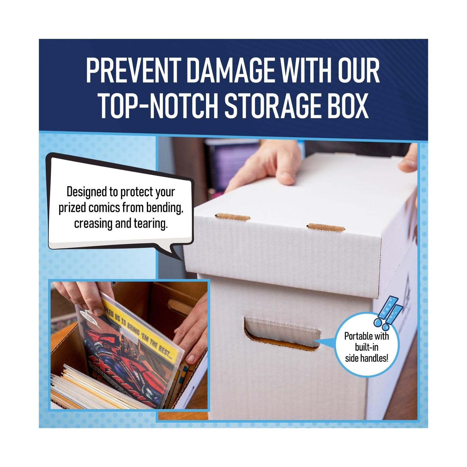 Premium Short Comic Book Storage Box | Thick White Corrugated Paper Storage B...