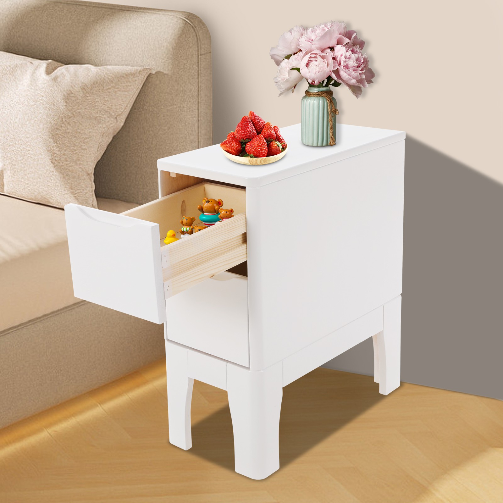 Rectangular Bedside Table 20*40*50cm Sofa Side Table Bedside Table with Drawers