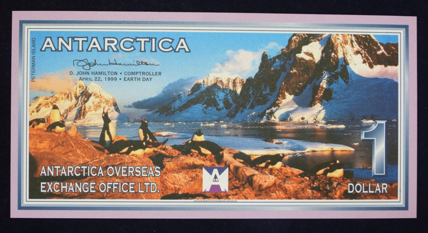 1999 ANTARCTICA 1 Dollar Banknote Overseas Exchange Office UNC Uncirculated