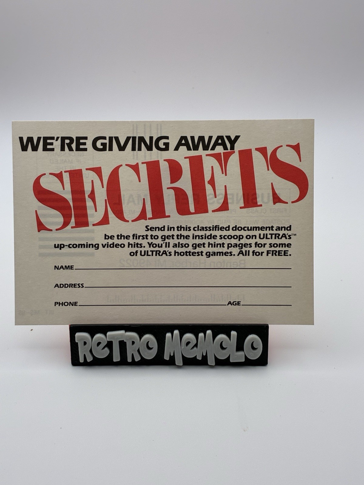 We're Giving Away Secrets Insert Card Only Nintendo NES  ULT-NES-US