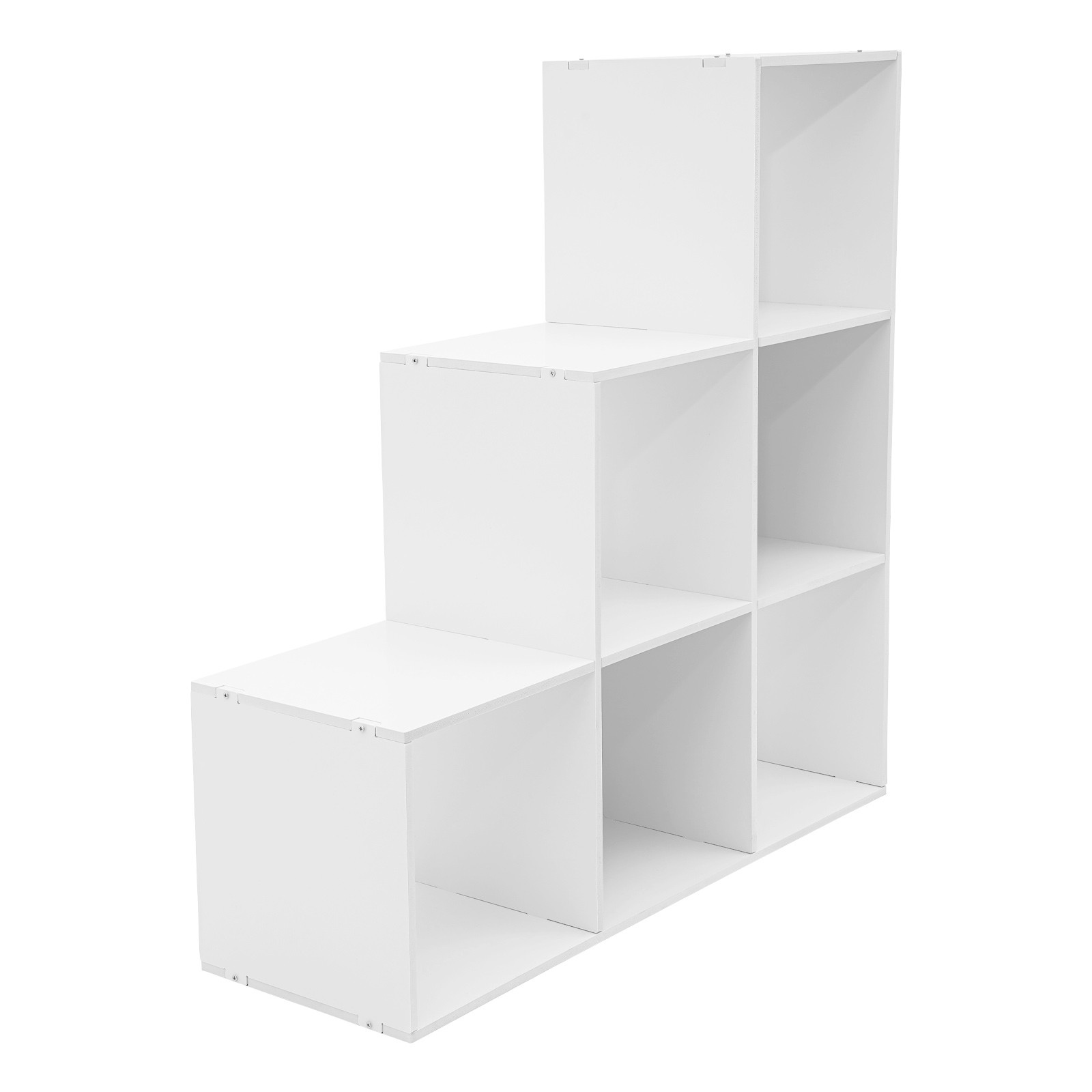 L-Shaped Storage Bookcase 6-cube Stepped Corner Shelf Book Rack for Home/Office
