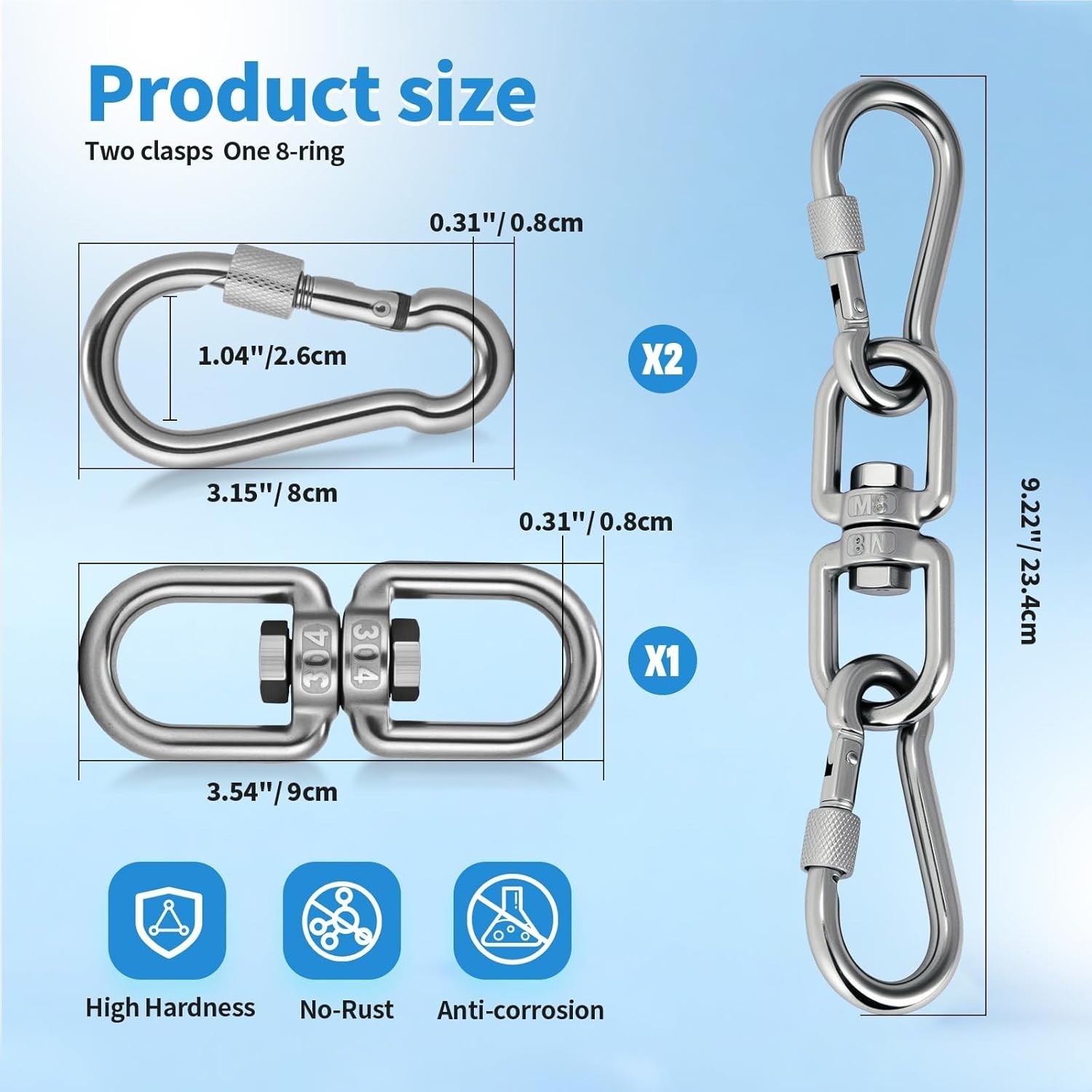 Versatile 1200 lb Swivel Hook & Snap Hook Set - Perfect for Hammocks & Gyms