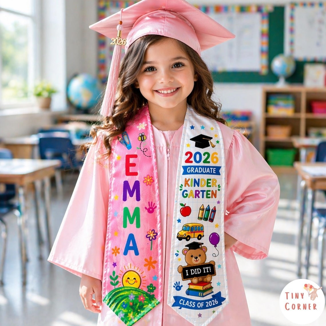 Personalized Preschool Graduation Stole, Custom Class of 2026 Kid Gift