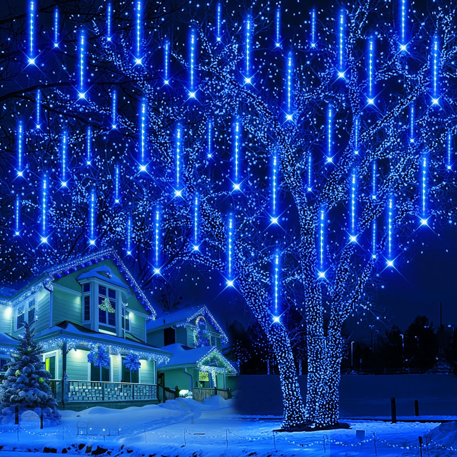 Outdoor Christmas Decorations, 12 inch/ 30 cm Meteor Shower Lights, Icicle Li...
