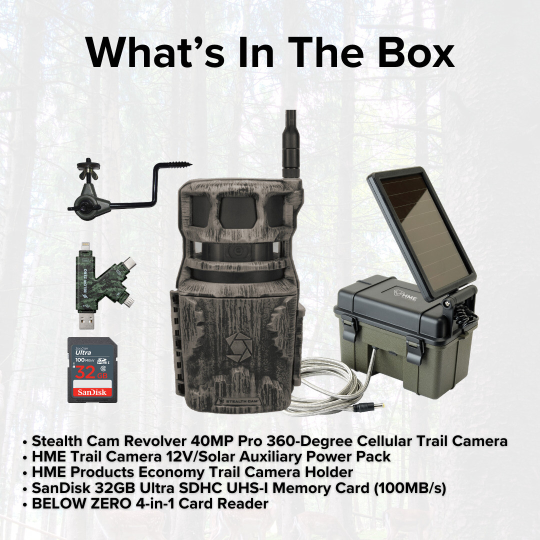 Stealth Cam Revolver 40MP Pro 360 Degree Cellular Trail Camera Bundle